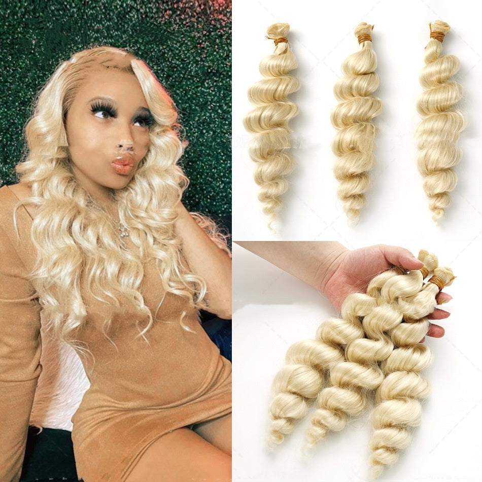 Women's Synthetic Hair Weft Wig - Long Golden Heat-Resistant Fiber, Multiple Sizes