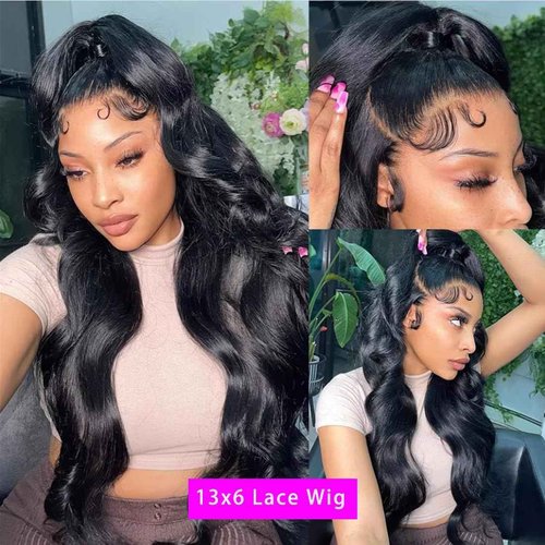 Body Wave Human Hair Wig 200 Density Hd Lace Front Wigs Human Hair Pre Plucked Bleached Tiny Knots Wigs For Women 13x6 Lace Frontal Wigs Human Hair 12A Soft Natural Black Wig 24inch