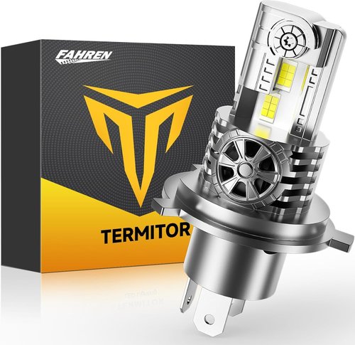Termitor H4/9003/HB2 Bulb for Motorcycle, 15000LM 600% Super Brighter, 1:1 Halogen Size, 6500K Cool White, 60000Hrs Long Service Life with Cooling Fan, Plug and Play H4 Fog Light, Pack of 1