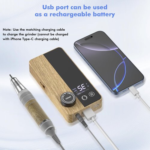 YEOTSMUT 35000RPM Nail Drill Professional, Rechargeable Electric Nail File，Cordless Nail File Portable Efile for Acrylic Gel Nails Remove, 12Pcs Nail Drill Bits, Super Silent Shockproof and not hot