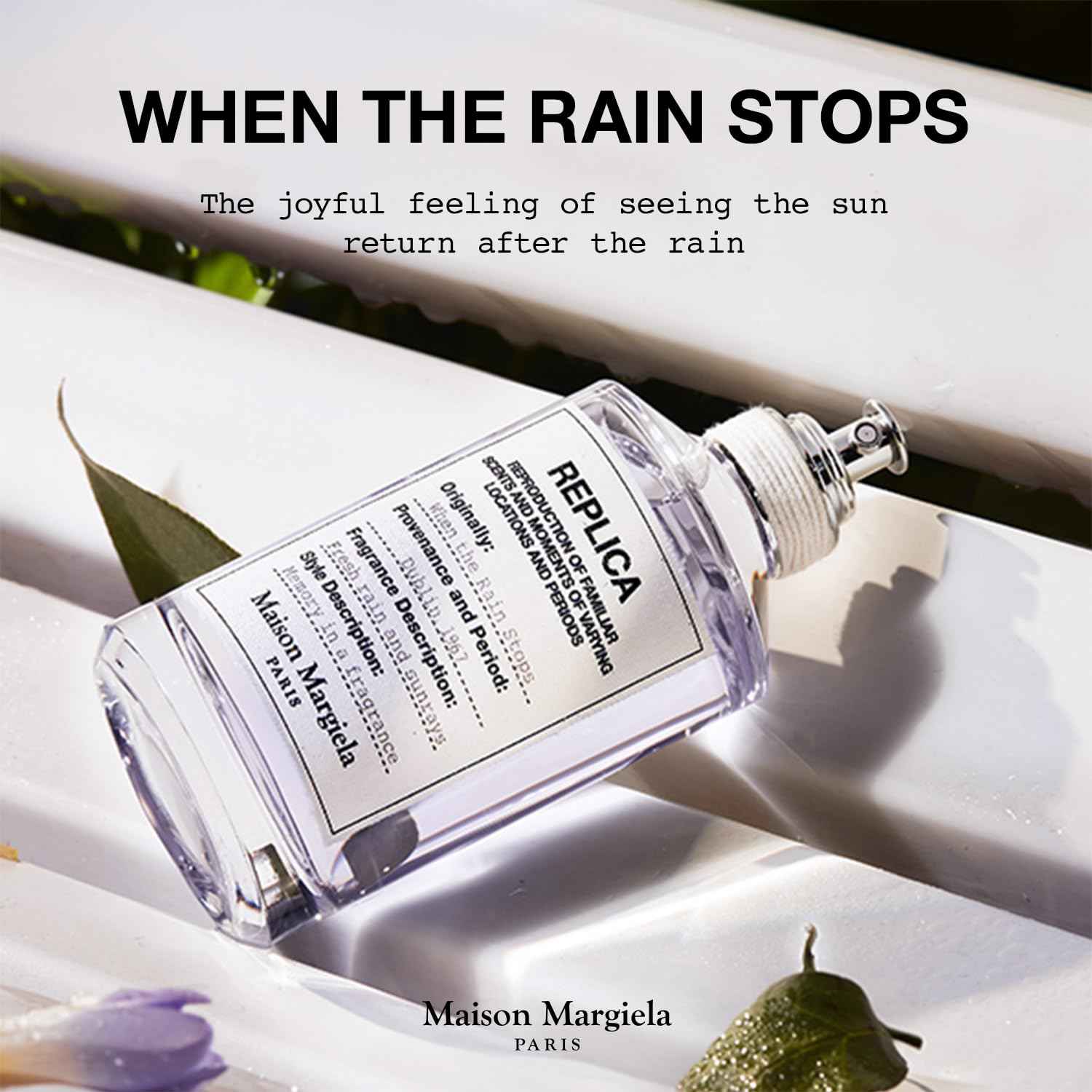 Maison Margiela - Replica - When the Rain Stops Eau de Toilette - Fresh Fragrance - With Acquatic Accord, Isparta Rose Petal & Patchouli - 1.0 Fl Oz