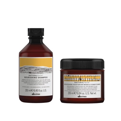 Davines Naturaltech NOURISHING Shampoo & Conditioner, Gentle Cleansing Action For Dehydrated, Dry & Brittle Scalp, Adds Softness & Brightness, Hydrates Unsctructured Hair, 8.45 & 8.884 fl. oz.