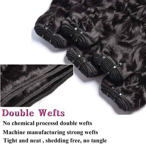 Water Wave Bundles Brazilian Virgin Hair 3 Bundles（20 22 24）Human Hair Curly Bundles Wet and Wavy Human Hair Weave 100% Unprocessed Human Hair Weft for Black Women