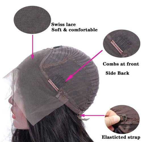 Water Wave Lace Front Wigs Human Hair 13x4 HD Lace Front Wigs Glueless Brazilian Virgin Human Hair Wigs Pre Plucked with Baby Hair 180% Density Wet and Wavy Curly Wigs for Women Natural Black 26 Inch