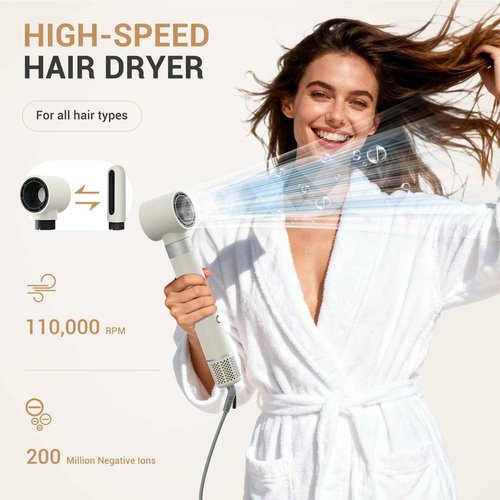 6 in 1 Air Wrap Hair Styler, 110,000 RPM Hair Dryer Brush with Auto-Wrap Curlers, Oval Brush & Volumizer, Hot Air Styler for Fast Drying,Curling, Smoothing & Volume, Air Styler with Travel Case