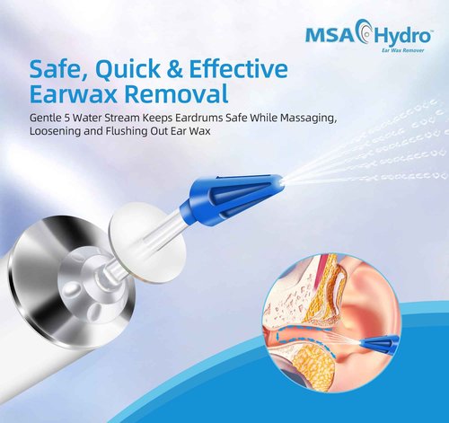 MSA Hydro Ear Wax Remover Kit, Safe, Quick and Effective Ear Cleaning, Gentle Ear Irrigation and Flushing, Adults and Children, Adjustable Water Pressure (Hydro Kit)