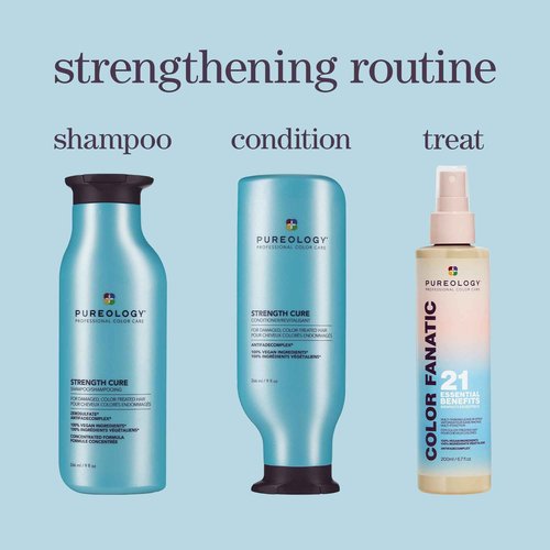 Pureology Strength Cure Conditioner - For Damaged or Color Treated Hair, Hair Strengthening & Prevents Breakage, Vegan & Sulfate-Free, 33.8 Fl Oz