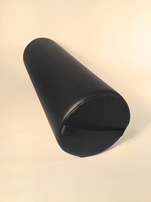 Fluffy Massage Bolster Pillow by NRG - 8"W x 26"L Full Round Massage/Spa Table Bolster with Carrying Strap - Supports Neck, Knees or Ankles - PVC Free Vinyl Upholstery - CFC Free Foam - Color: Black