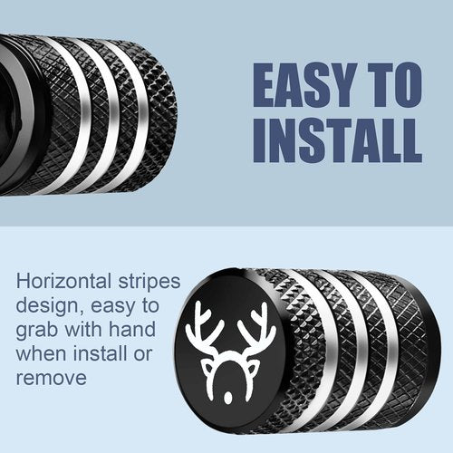 Tire Valve Stem Cap Cover - (5 Pack) Tire Air Cap Corrosion Resistant Christmas Reindeer Antler Antlers Auto Accessories Decoration for Car Truck Bike Black