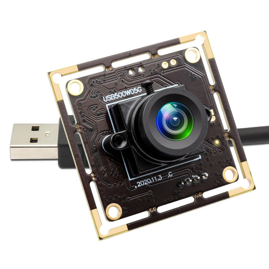 5MP USB Camera Module, 2.1mm Wide Angle Lens - 2592x1944 CMOS Sensor, Plug & Play Industrial Webcam for Machine Vision, Inspection, Monitoring - Compatible with Windows, Linux, macOS, Raspberry Pi