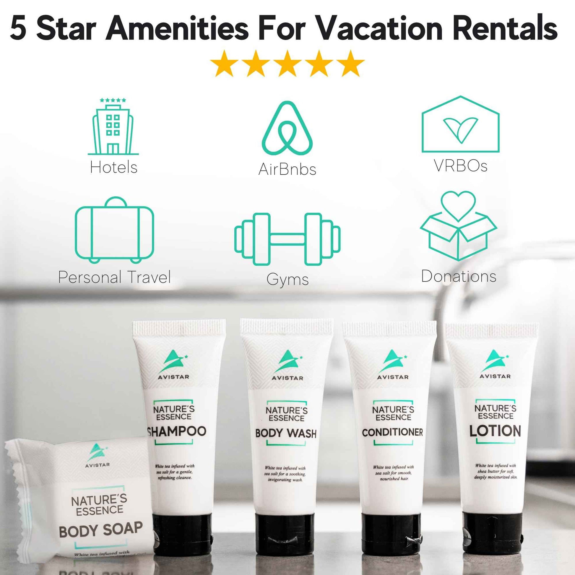 270 Piece Hotel Soap & Bulk Toiletries - Travel Essentials for Hosts & Guests - Hotel Shampoo & Conditioner Supplies for Guests, Hotel Toiletries Bulk Set, Mini Bulk Travel Size Toiletries