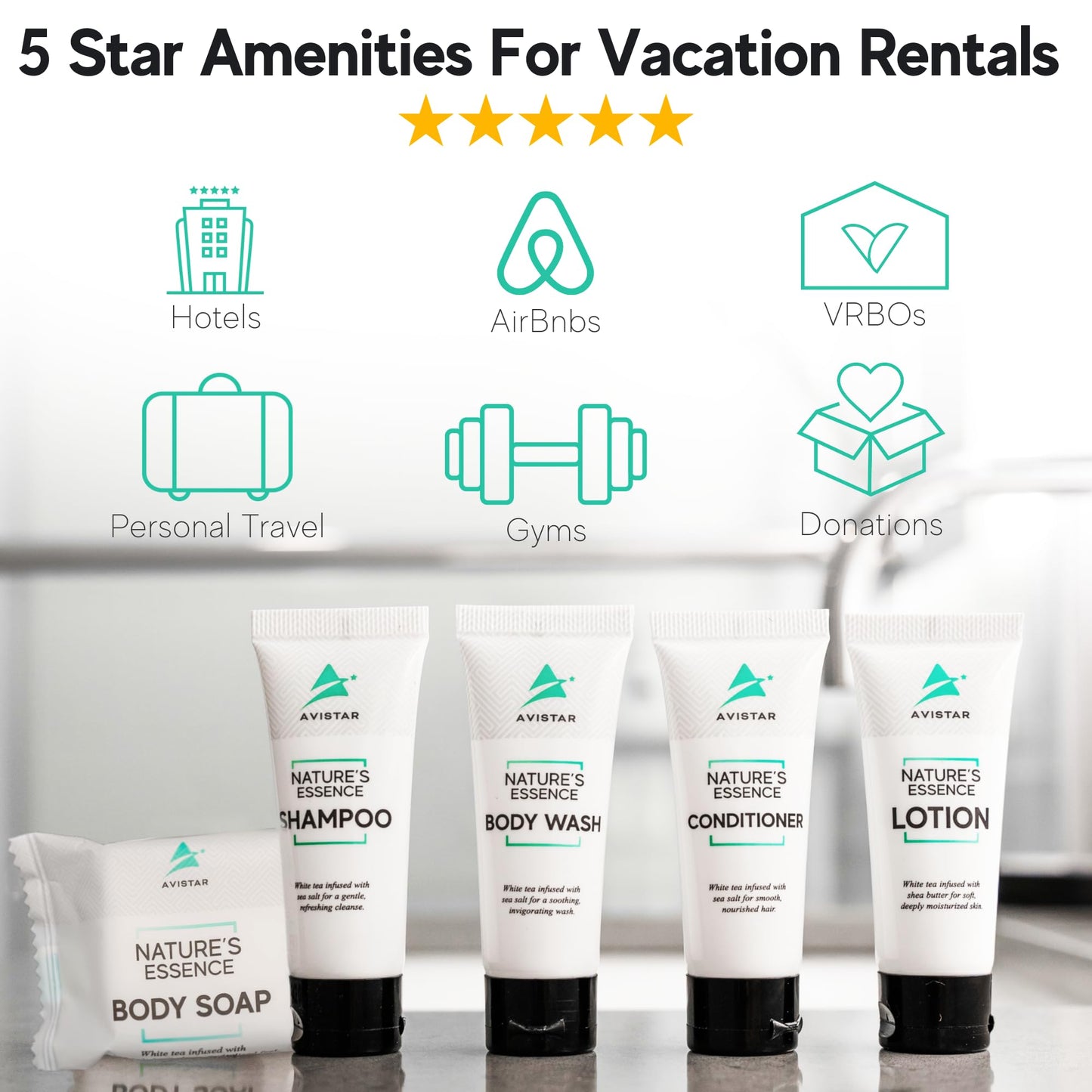 180 Piece Hotel Soap & Bulk Toiletries - Travel Essentials for Hosts & Guests - Hotel Shampoo & Conditioner Supplies for Guests, Hotel Toiletries Bulk Set, Mini Bulk Travel Size Toiletries