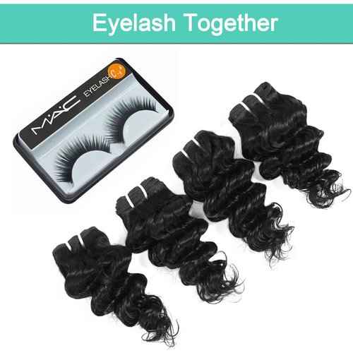 Deep Wave Human Hair Bundles 8 Inch(50g/Bundle,4 Bundles)+Water Wave Human Hair Bundles 8 Inch with 4×4 Closure (50g/Bundle,4 Bundles+1Closure)