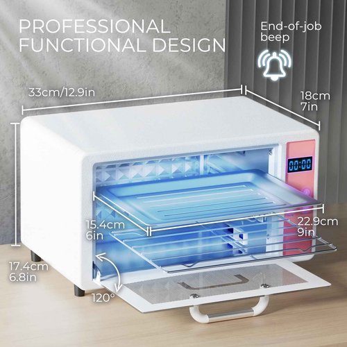 Geisofu UV Light Nail Tool Cleaning Machine - Dry Heat Cabinet UV Light Cleaner, Manicure Tool Cleaner Cabinet, Barber Salon Tools, 6L 110V 160W White
