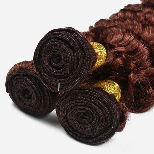 Dark Brown Bundles Human Hair #33 Deep Wave Bundles Reddish Brown Human Hair 16 18 20 inch Double Weft 300g
