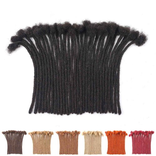 6 Inch Loc Extensions Human Hair 100 Strands 0.6 cm Dreads Extensions for Men Women Short Dreadlocks Extensions Real Human Hair Locs Extension 1B Natural Black Handmade Permanent Locs Easy to Install