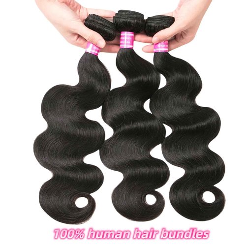 Body Wave Bundles Human Hair 12A Human Hair Bundles 18 20 22 IN 100% Unprocessed Brazilian Virgin Hair 3 Bundles Double Weft Hair Extensions Real Human Hair Natural Black For Woman 18 20 22 IN