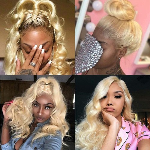 CYIKLI 22 Inch 613 Body Wave Lace Front Wigs Human Hair Blonde Lace Front Wigs Human Hair 180 Density 613 HD Lace Frontal Wig Glueless 4x4 Closure Wigs 613 Human Hair Pre Plucked For Black Women
