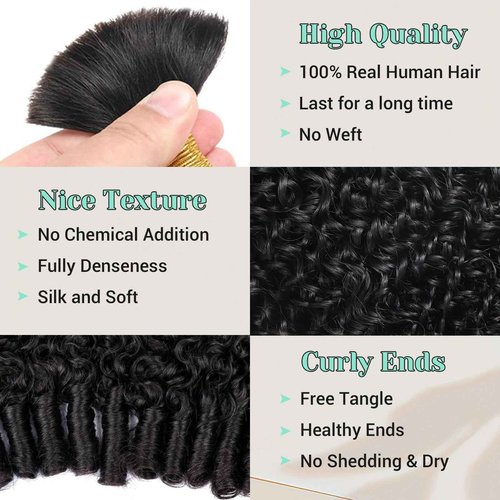 Burmese Curly Bundles Human Hair 14 16 18 Inches 100% Unprocessed Virgin Hair Quick Weave 3C4A Water Wave with Spiral Curly End Real Human Hair Weft Extensions For Black Women Natural Black