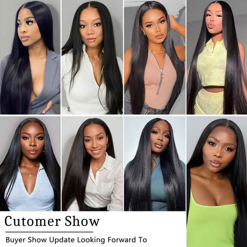 fphko 12A Human Hair Bundles Straight 4 Bundles 100% Unprocessed Brazilian Virgin Hair Double Weft Bundles Deals Human Hair Straight Human Hair Extensions Natural Color (4 Bundles, 24242424)