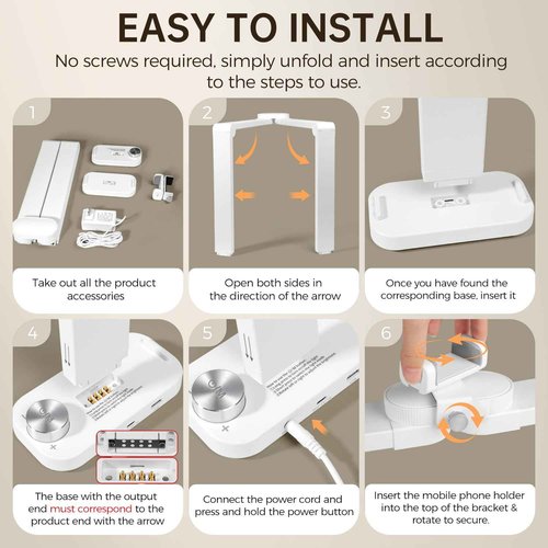 AOXDWGE AORAEM 34" Foldable Half Moon LED Nail Lamp, 456LEDs 3350LM Half Moon Light for Nails with Phone Holder, 3 Color Modes 3000K-6000K Professional Manicure Lamp for Nail Tech Salon