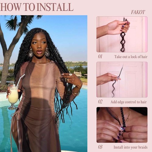 FAKOT Burgundy Human Braiding Hair 100g 22 Inch Deep Wave Bohemian Hair for Braiding, No Weft, 99J, Boho Braids, 2 Bundles/Pack