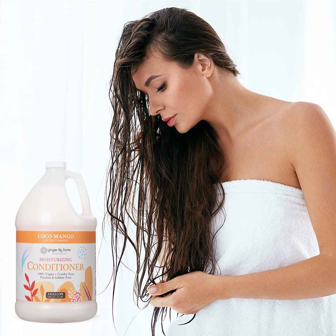 Ginger Lily Farms Botanicals Moisturizing Conditioner for Dry Hair, Coco Mango, 100% Vegan & Cruelty-Free, Coconut Mango Scent, 1 Gallon Refill (Pack of 4)