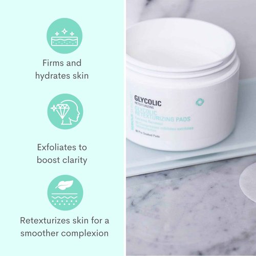 Serious Skincare - Glycolic Acid Resurfacing Face Pads for Smoother Skin - Exfoliates Dead Skin Cells - Pre-Soaked Cotton Disc - Vitamin E, ALoe -2 Pack (60 Pads Each)