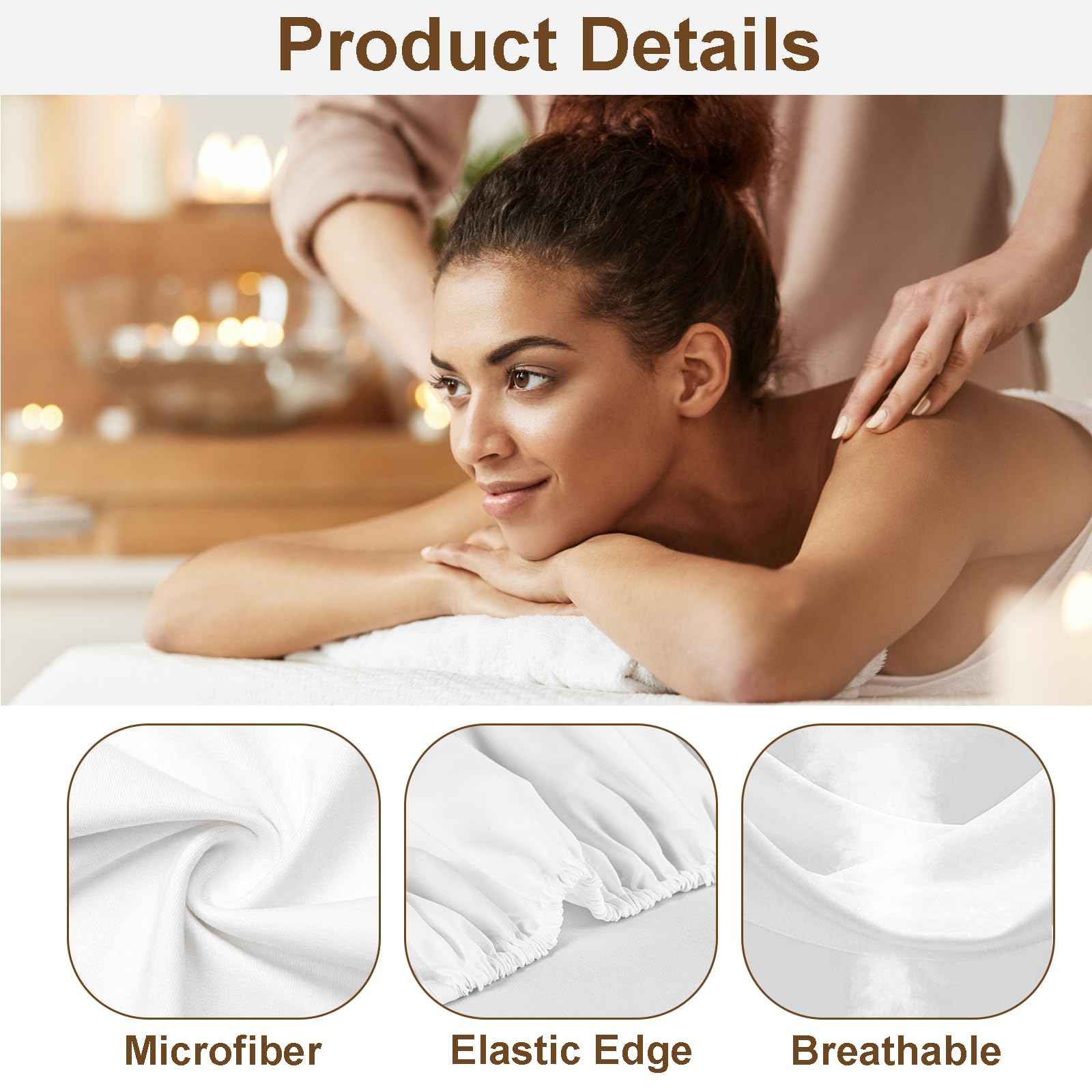4 Sets Microfiber Massage Table Sheets Set 3 Piece Set Includes Premium Massage Table Cover Fitted Sheet and Fitted Face Rest Cover (White)