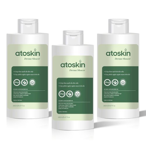 Atoskin Derma Shower (3 Pack) – Herbal Body Cleanser for Oily & Acne-Prone Skin, with Rosemary & 7 Botanical Extracts (28.41 oz)