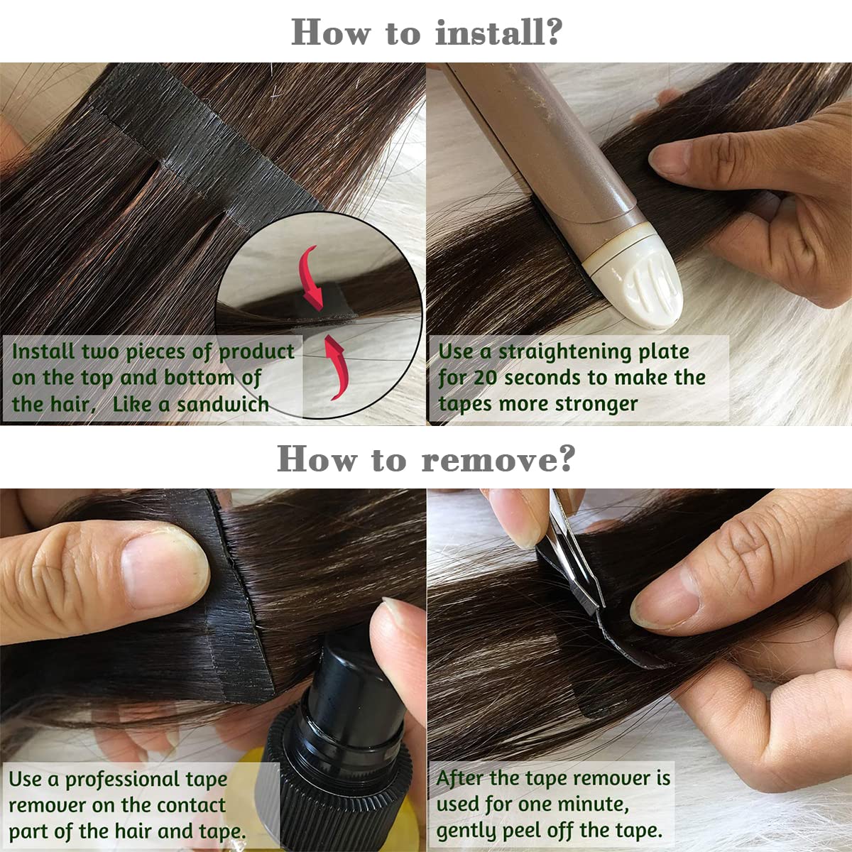 MY SHINY WIGS Kinky Straight Tape In Hair Extensions Human Hair Black Women Natural Black 40 Pcs 100g/Pack Seamless Skin Weft Real Human Hair Tape in Extensions 20 Inch