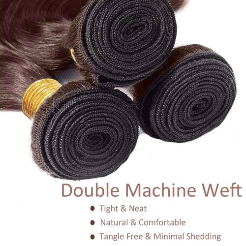 Fabimiya 18 20 22 Inch Human Hair Bundles Brown 4# Water Wave Bundles Human Hair Unprocessed Soft Sewn In Hair with Double Weft for Black Women