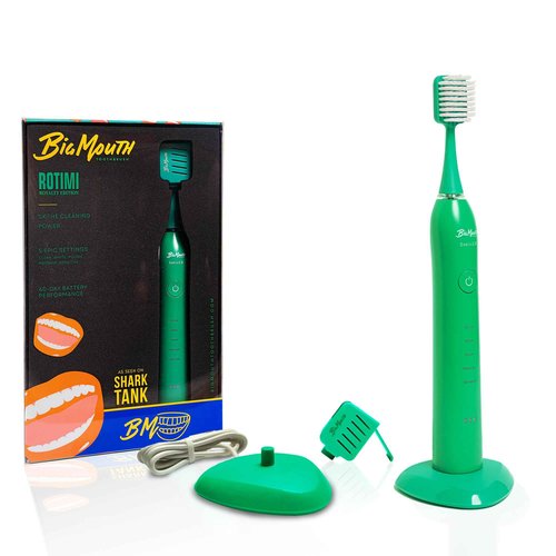 Big Mouth Electric Toothbrush for Adults by Dr Bobbi (Patented) Travel Toothbrush Retain One Charge for 42 Days Ultrasonic Rechargeable 5 Modes & 2 Minutes Auto Timer Rotimi Royalty Edition (green)