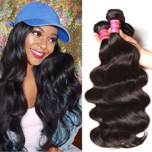 Nadula Hair 12A Brazilian Body Wave Virgin Human Hair 3 Bundles 10 12 14, 100% Unprocessed Brazilian Wavy Human Hair Weave Extensions for Black Women Natural Color