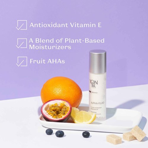 Yonka Alpha Fluid | Daily Face Moisturizer with Fruit AHA | Age Defense Serum for Fine Lines | Vitamin E & Rice Bran Oil | Hydrating Emulsion for All Skin Types | 1.69 fl oz