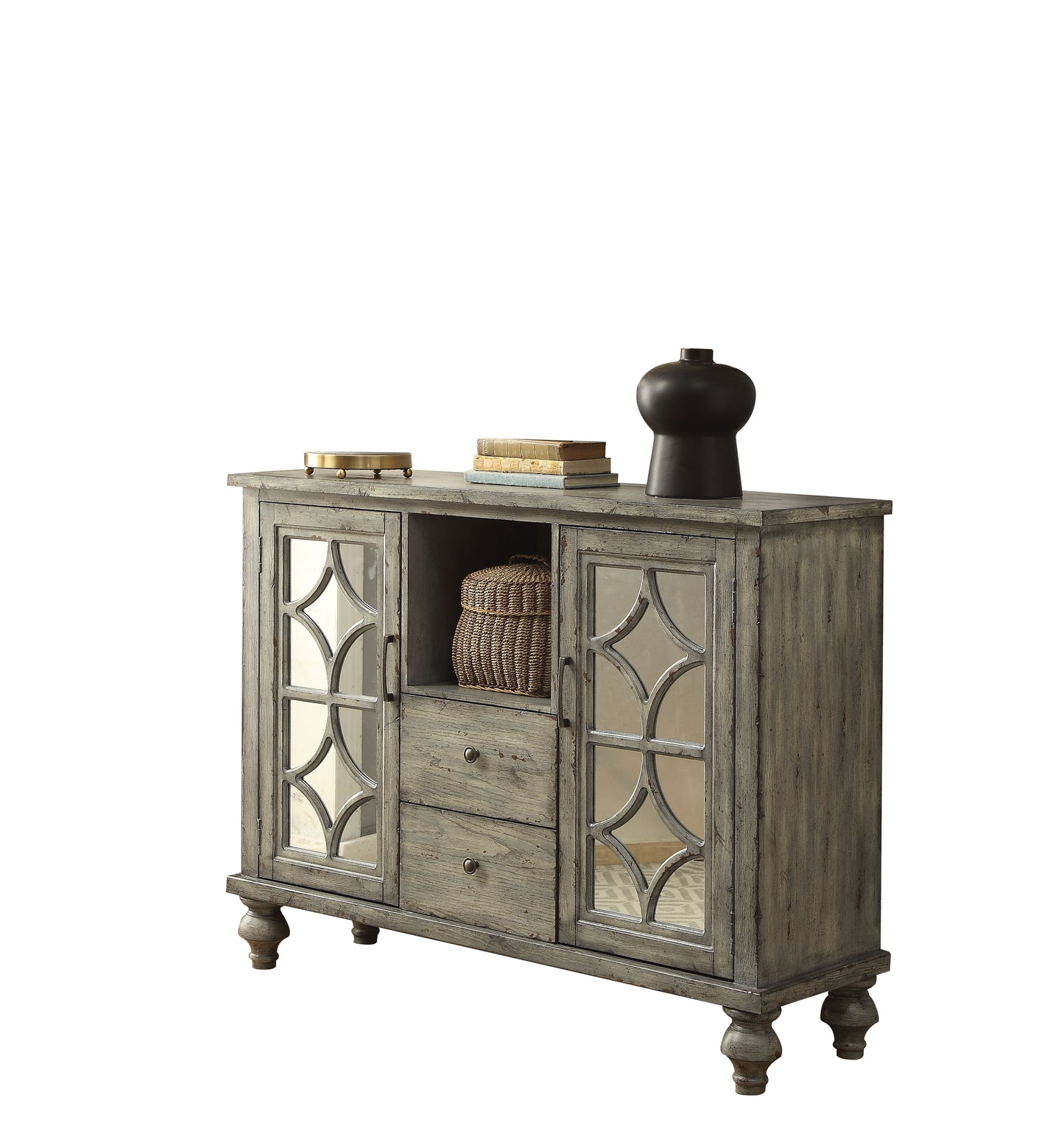 Gray Console Table with Open Compartment Storage - Velika