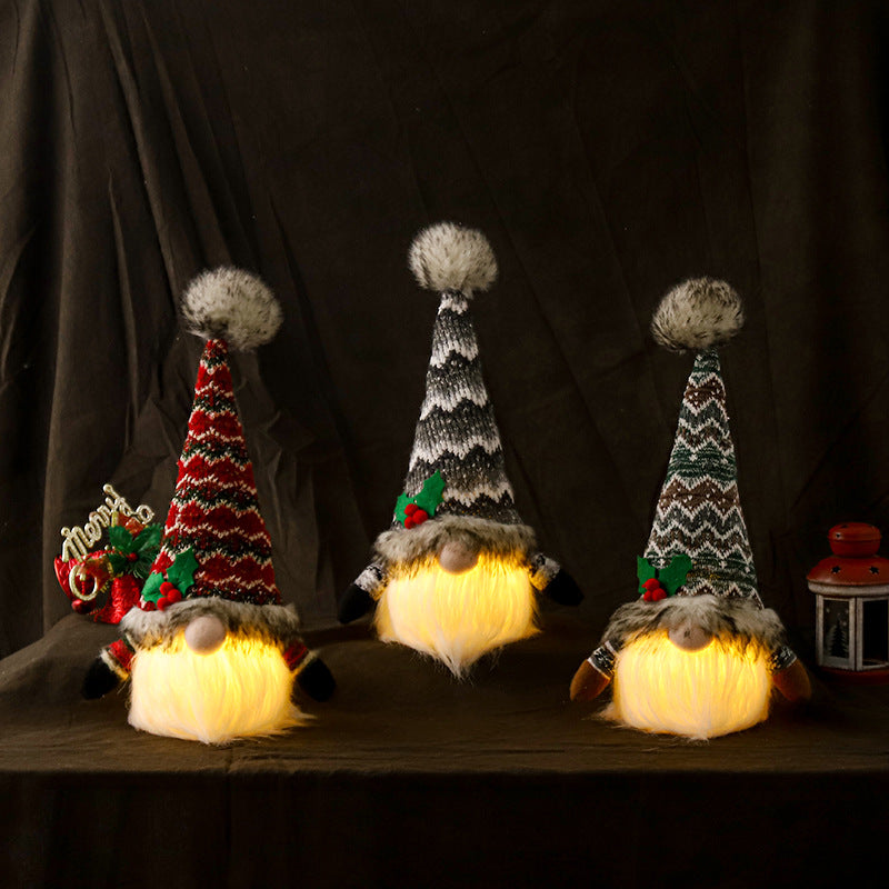 Glowing Knitting Doll Ornaments Christmas Plush Decor Faceless Rudolph