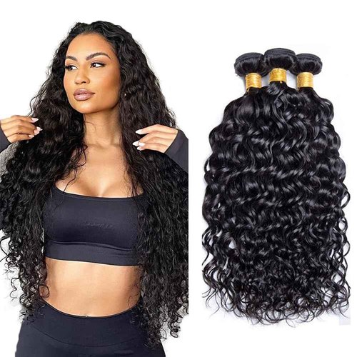 Natural Black Color Wet And Wavy Bundles Human Hair 28 28 28 Inch 8A Grade Peruvian Virgin Hair Same Length 3 Bundles Water Wave Human Hair Bundles Hair Extensions