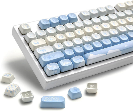 YUNZII 132 Keys MOA Keycaps, Dye-Sublimation PBT Custom Keycap Set for MOA Profile, Cute Bear Customized Pattern Keycaps for MX Switches Mechanical Gaming Keyboard (Butter)