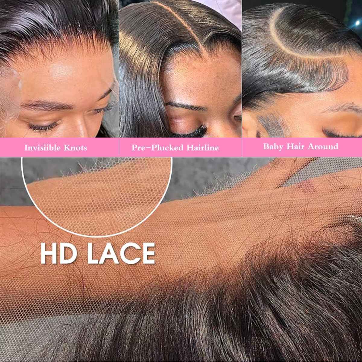 Giginger T Part Lace Frontal Closure Wig 26 Inch Deep Wave Wigs Human Hair 200% Density Real Full Large Lace Space 4X1 Natural Black Deep Wave Wigs Human Hair Pre Plucked For Black Women