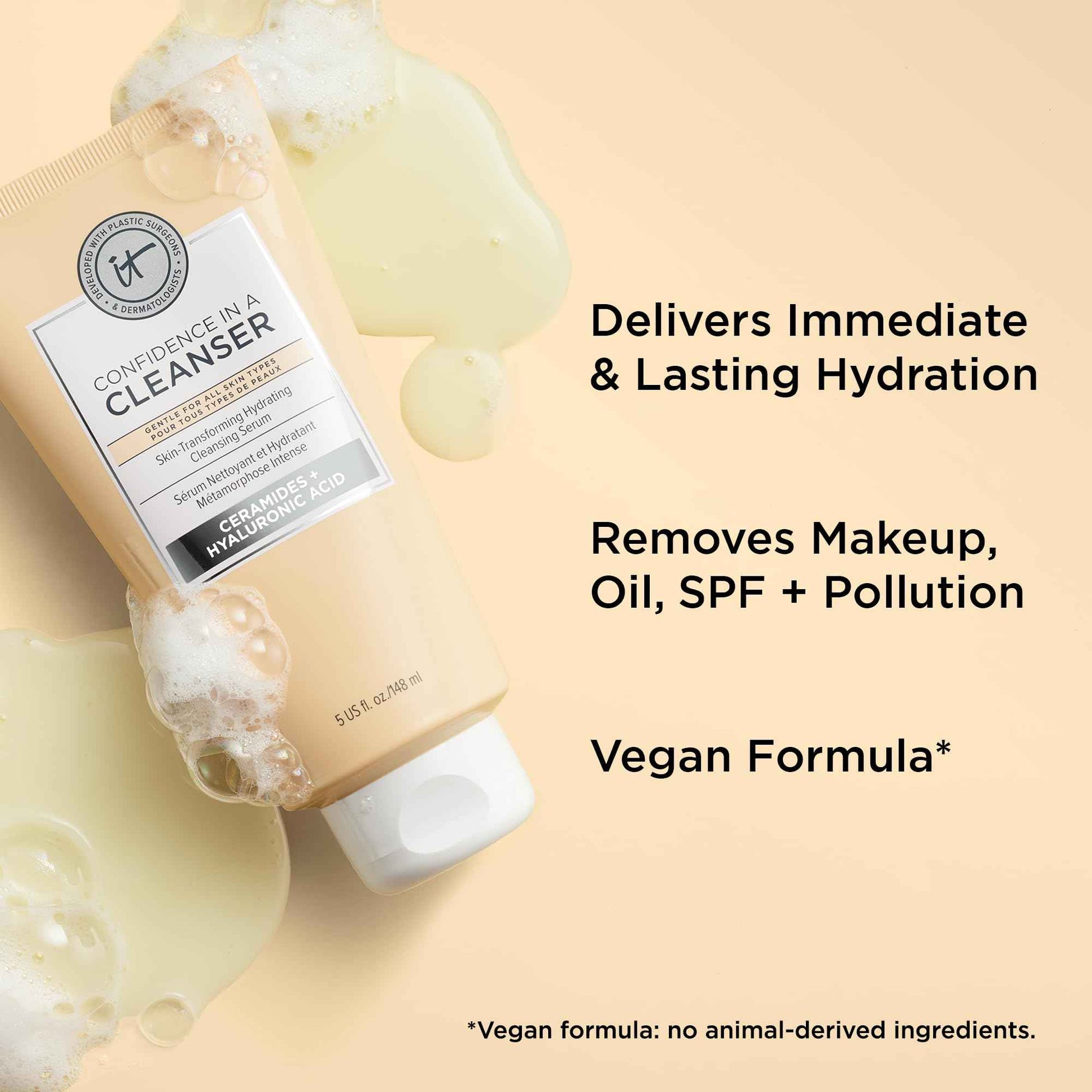 IT Cosmetics Daily Confidence Skincare Bundle – Hydrating Facial Cleanser + Anti-Aging Moisturizer – Includes Confidence in a Cream 2 Oz + Confidence in a Cleanser 5 Oz – Gift for All Skin Types