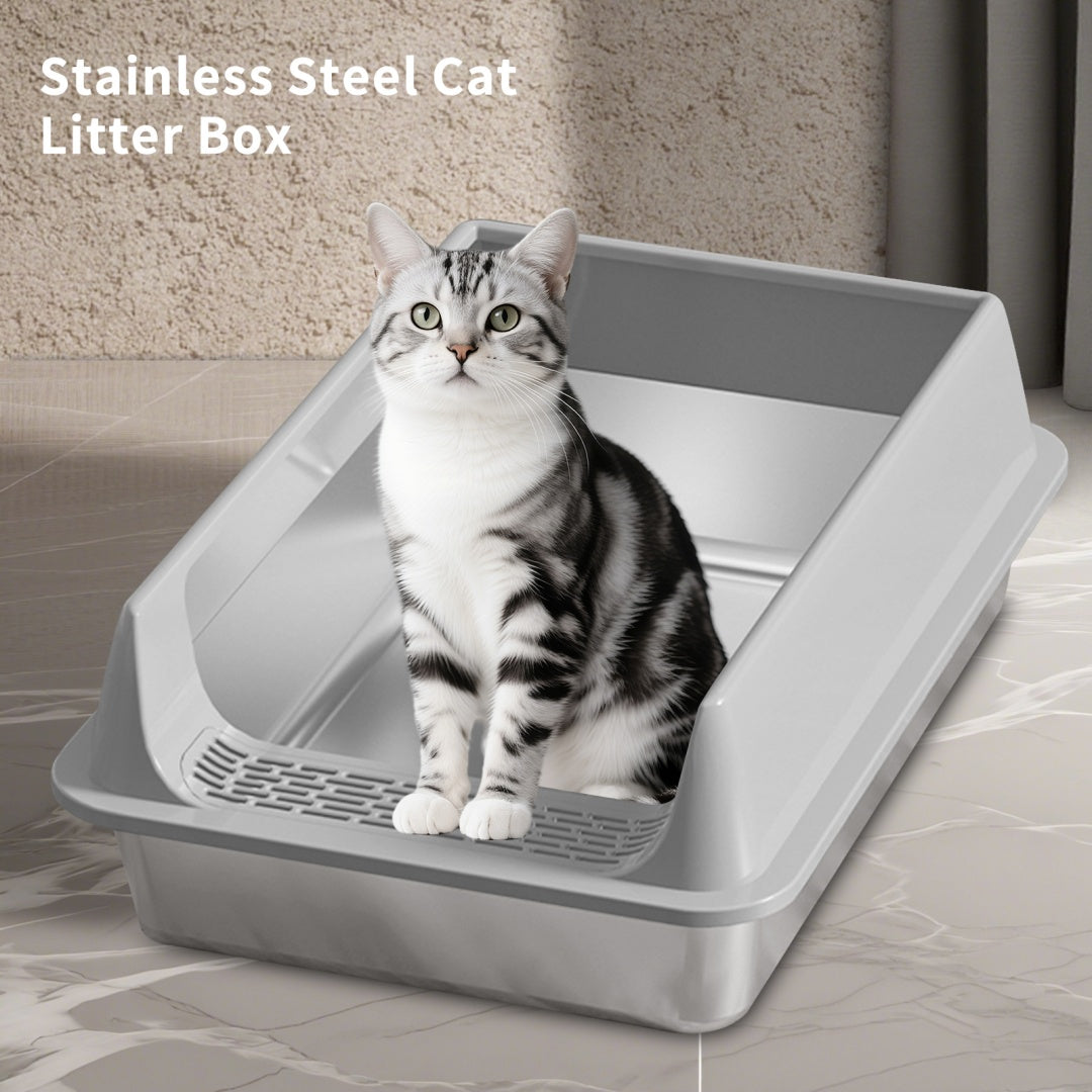 Stainless Steel Cat Litter Box - Large & Durable Pet Furniture