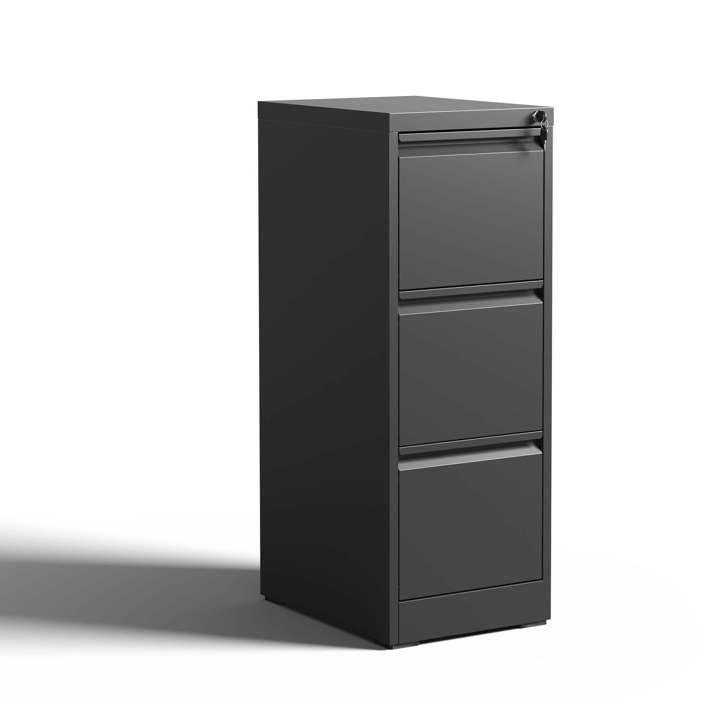 3-Drawer Metal Vertical File Cabinet with Lock - Black