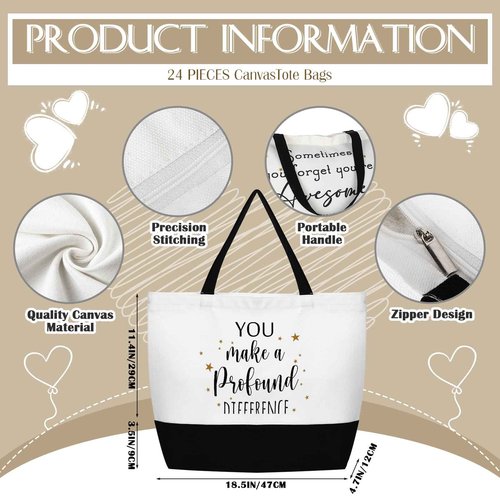 Abbylike 48 Pcs Christmas Thank You Canvas Tote Bags Employee Appreciation Gift for Women Teacher Coworker Staff Nurse(Mix)