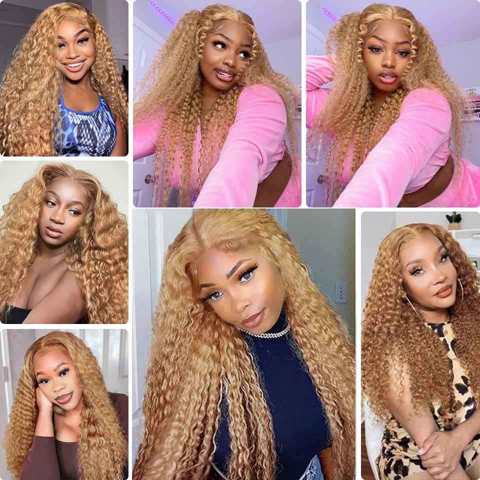Honey Blonde Bundles Color #27 Deep Wave Human Hiar Bundles 26 28 30 Inch Unprocessed Brazilian Virgin Hair Blonde Human Hair Bundles Honey Blonde Deep Wave Bundles