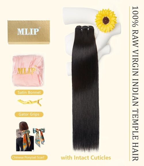 mlip Raw Indian Hair Bundle Straight, Enhanced Quality Bundle, 18A Virgin Hair 12 inches, No Tangle Shedding, Triple the Lifespan, Keep Texture Silky Soft After Multiple Washes, Natural Color