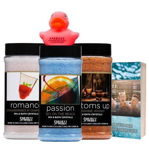 Romantic Couples Spa Gift Set – Spazazz Aromatherapy Bath Salts 3-Pack (17oz Each) – Passion, Romance & Bottoms Up – Sensual Bath & Hot Tub Soak for Valentine’s or Anniversary