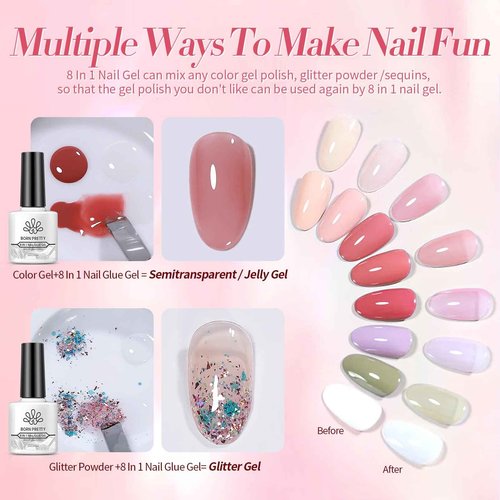 BORN PRETTY 77PCS Gel Nail Polish Starter Kit With U V/LED kit for Beginners 48W 32Colors Nude Pink Cat Magnetic Eyes Glitter Set Reflective Base Top Coat Liner Art Manicure Ideal Gifts