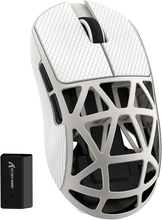 ZIYOU LANG x Attack Shark R2 Wireless Gaming Mouse, Superlight Magnesium Alloy, PAW3950 42000 DPI Optical Sensor, 8000Hz Polling Rate, 2.4G/BT/Wired Programmable Mice for Win Mac Gamer (White)