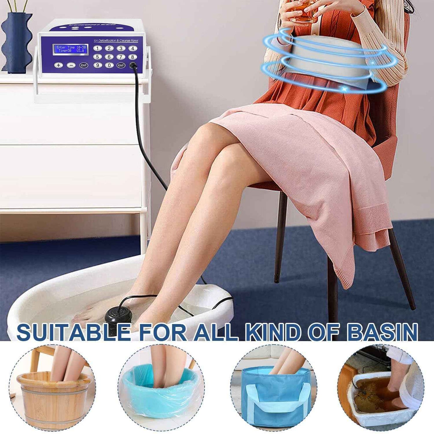 Ionic Foot Bath Detox Machine, Foot SPA Detox Cleanse Machine with 2 Arrays, Far Infrared Waistbelt, 80pcs Liners